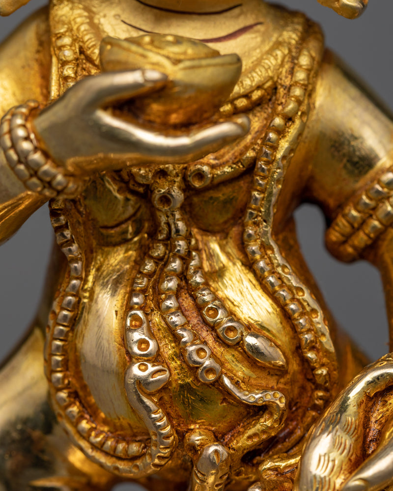 Black Dzambhala Statue in 24K Gold | Deity of Wealth and Prosperity