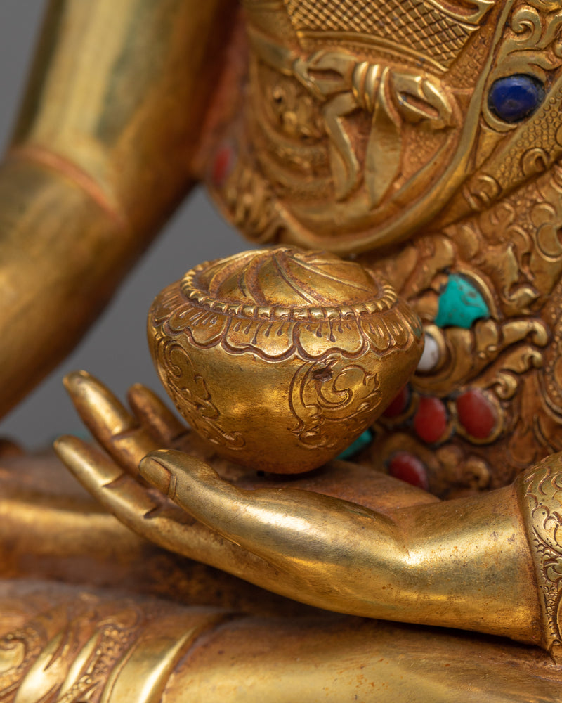 Shakyamuni Buddha Gilt Sculpture | Resplendence in 24K Gold