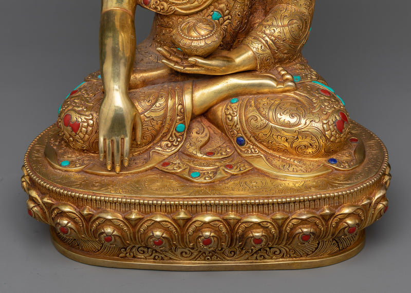 Shakyamuni Buddha Gilt Sculpture | Resplendence in 24K Gold