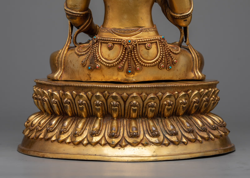 Vajrasattva Gilt Statue | Antique Finish and 24K Gold Elegance