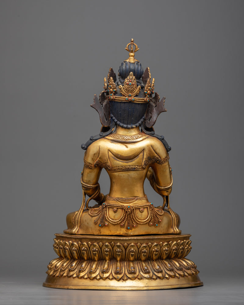 Vajrasattva Gilt Statue | Antique Finish and 24K Gold Elegance