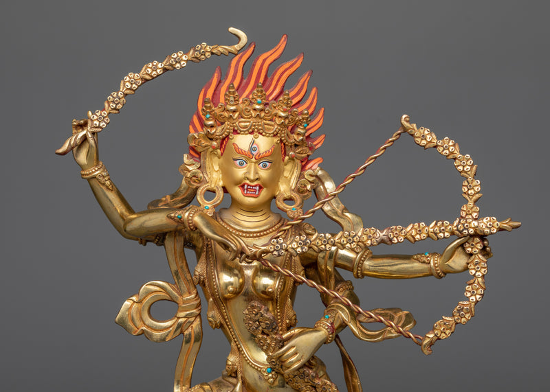 Kurukulle Sculpture in 24K Gold | Enchantress of the Buddhist Pantheon