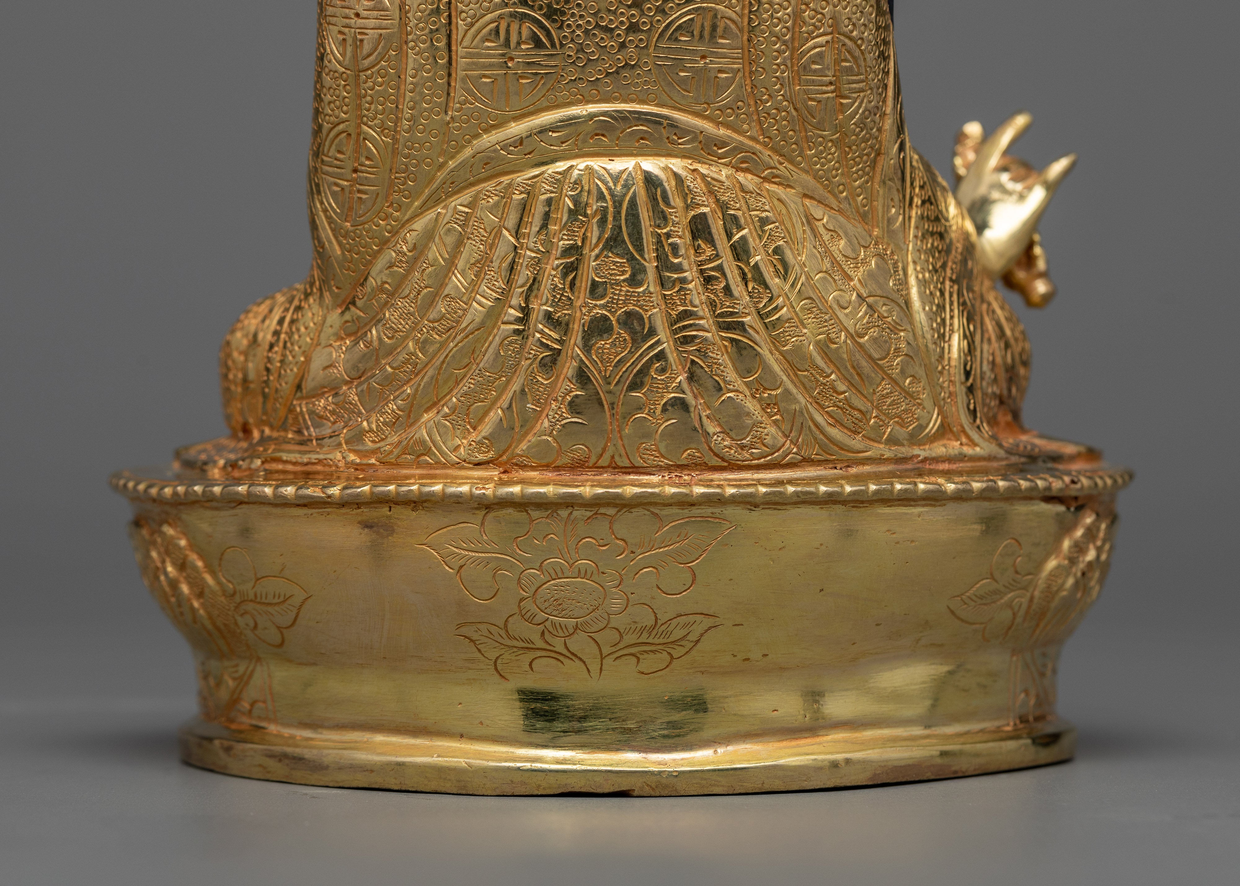 Guru Rinpoche Gold Gilt Statue | A Beacon of Tibetan Wisdom