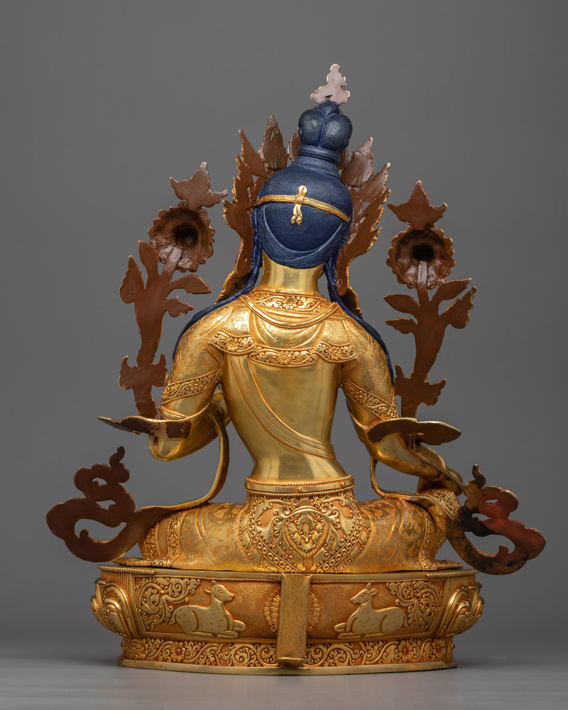 Premium Green Tara Gilt Statue | Radiance in 24K Gold