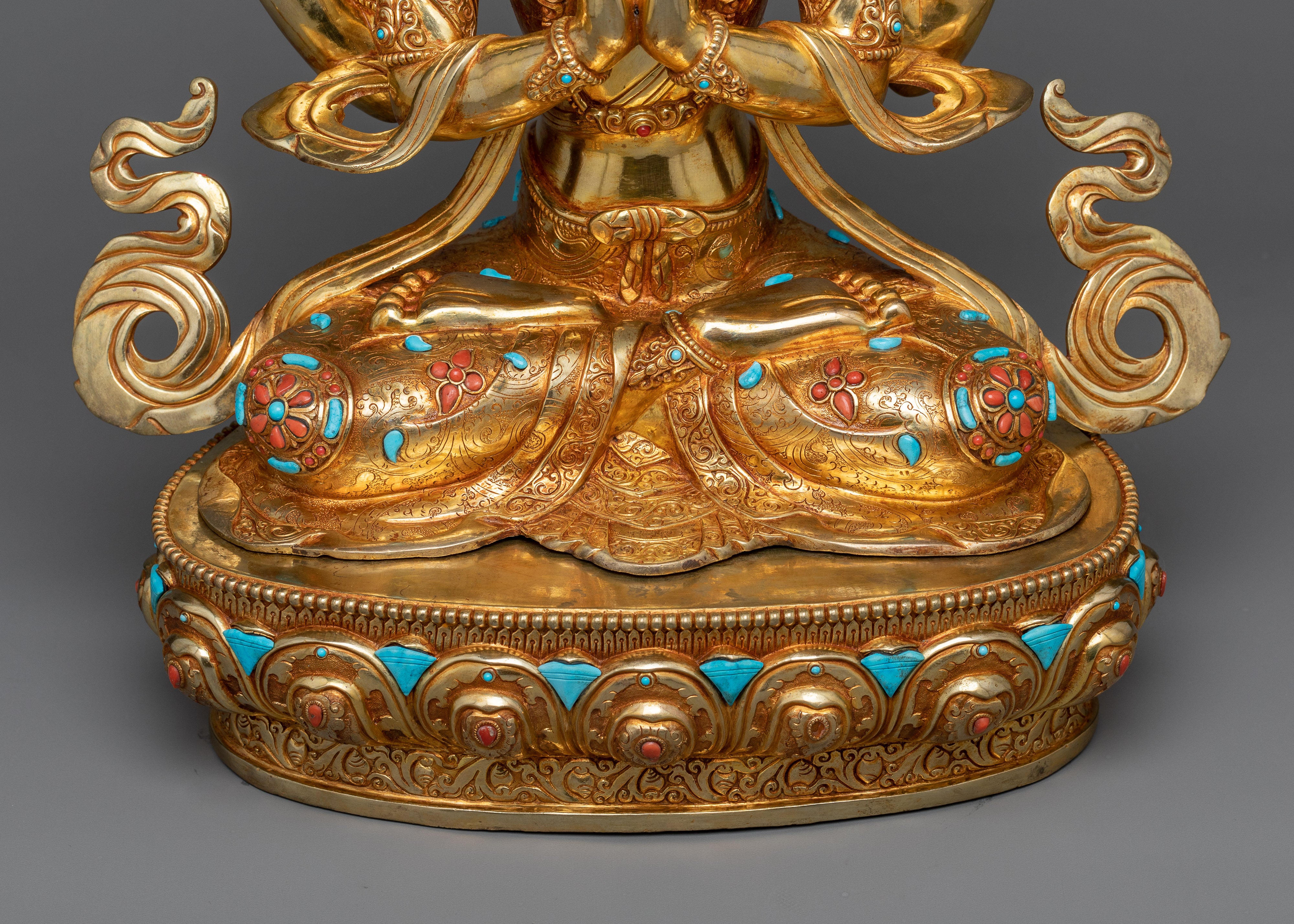 Chenrezig Gilt Copper Statue | Compassion in 24K Gold Splendor