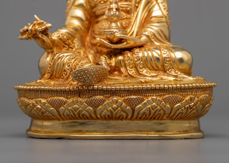 Guru Rinpoche Gold Gilded Statue | A Spiritual Beacon in 24K Gold