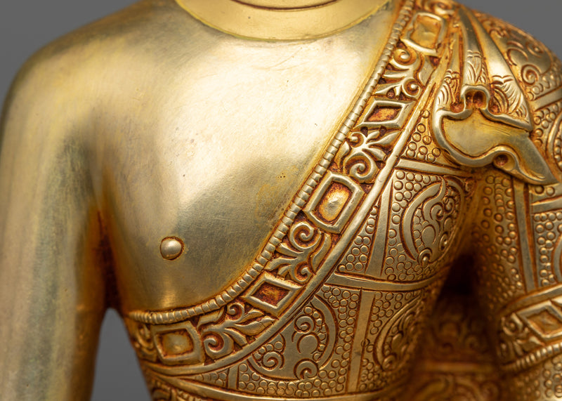 Shakyamuni Buddha Golden Sculpture | A Radiant Icon in 24K Gold
