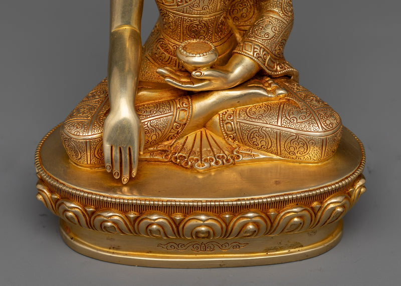 Shakyamuni Buddha Golden Sculpture | A Radiant Icon in 24K Gold