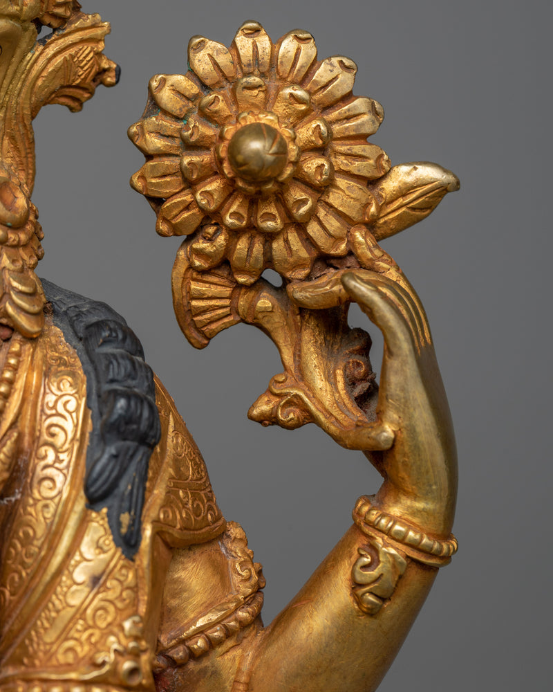Compassion Deity Chenrezig Statue | A Radiant Symbol of Loving-Kindness in 24K Gold