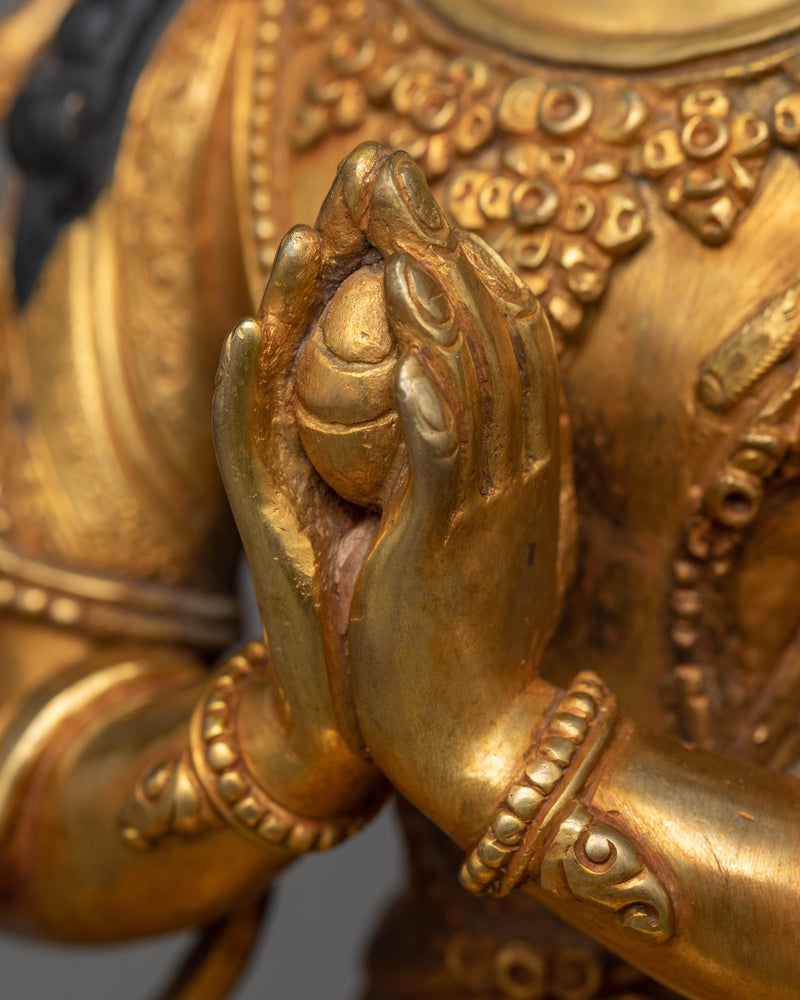 Compassion Deity Chenrezig Statue | A Radiant Symbol of Loving-Kindness in 24K Gold