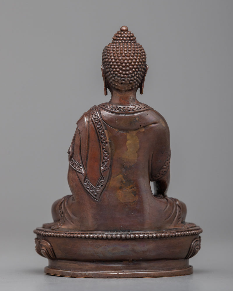 Shakyamuni Buddha Statue | A Compact Oxidized Copper Representation of Enlightenment