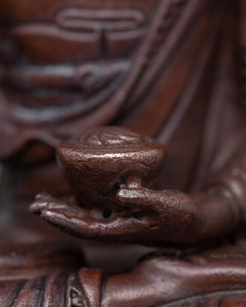 Shakyamuni Buddha Statue | A Compact Oxidized Copper Representation of Enlightenment