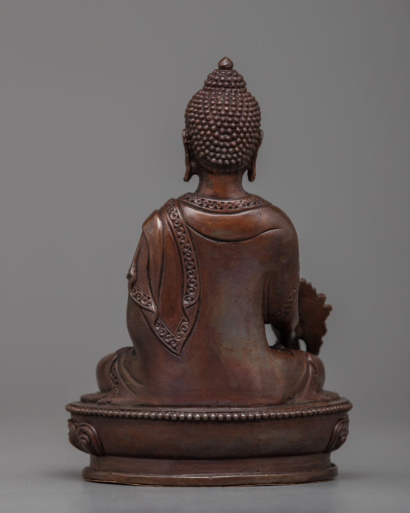 Machine-Made Medicine Buddha Statue | A Compact Oxidized Copper Symbol of Healing