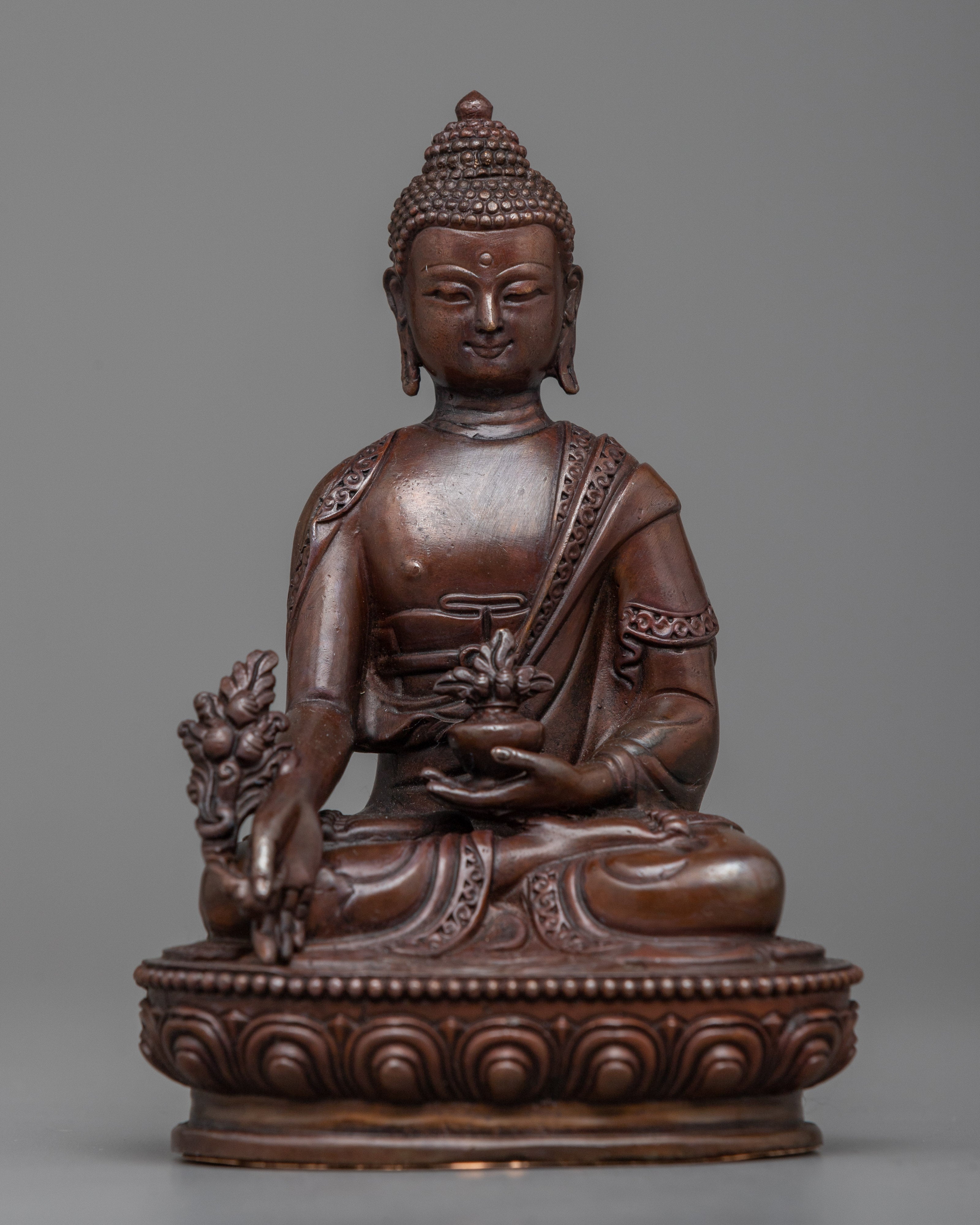 Machine-Made Three-Buddha Set | Triad of Enlightenment in Oxidized Copper