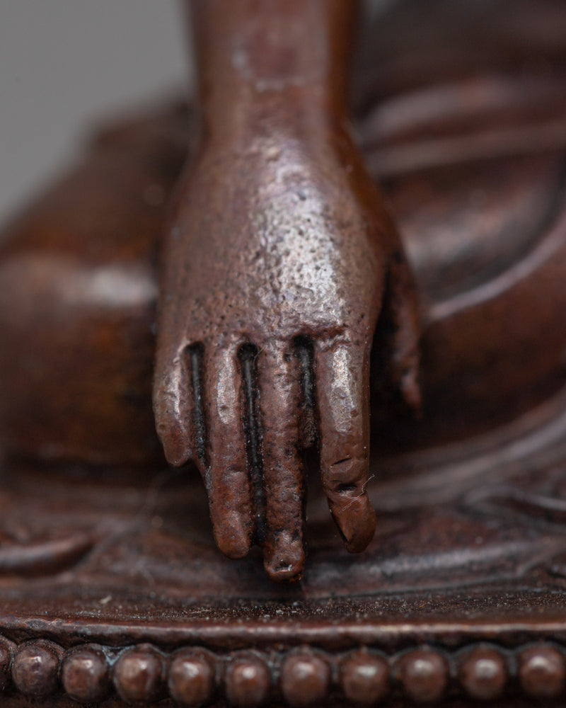 Machine-Made Three-Buddha Set | Triad of Enlightenment in Oxidized Copper