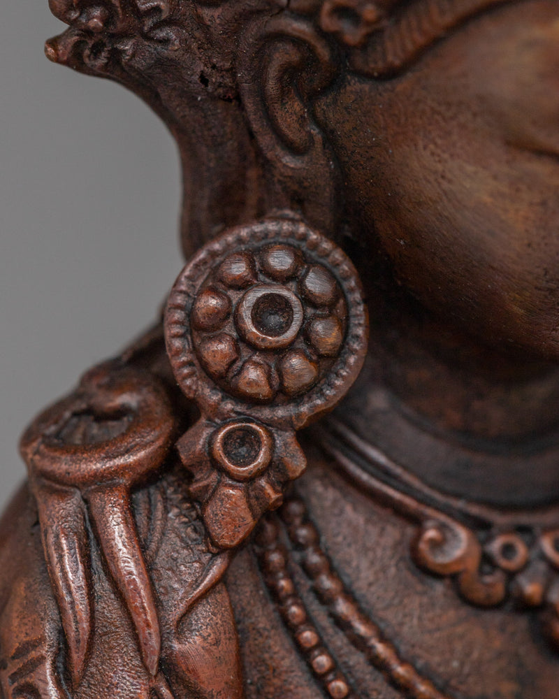 Machine-Made Vajradhara Statue | A Compact Oxidized Copper Emblem of Primordial Buddha