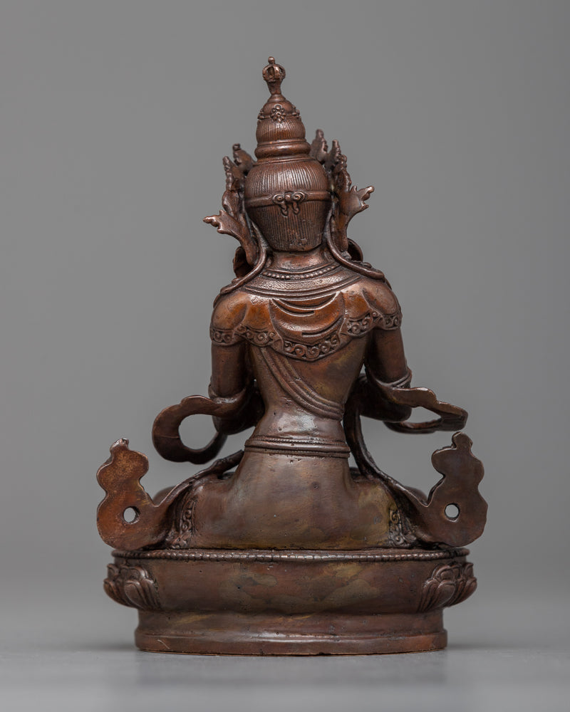 Machine-Made Vajradhara Statue | A Compact Oxidized Copper Emblem of Primordial Buddha
