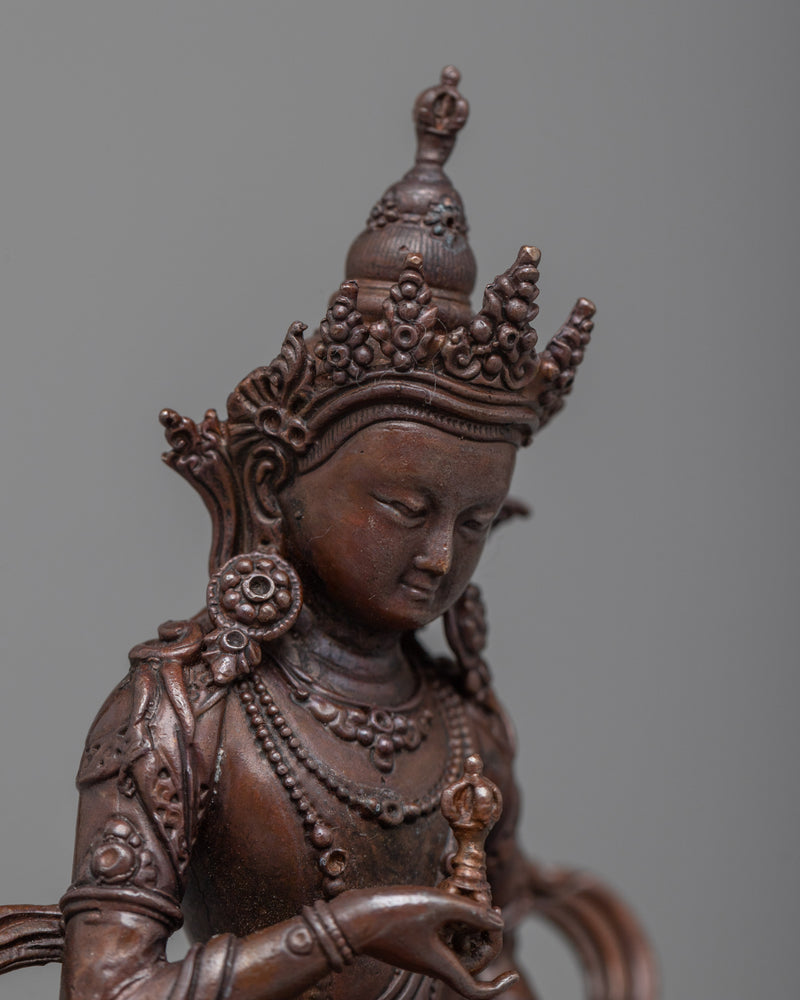 Machine-Made Vajrasattva Statue | A Compact Oxidized Copper Symbol of Purification