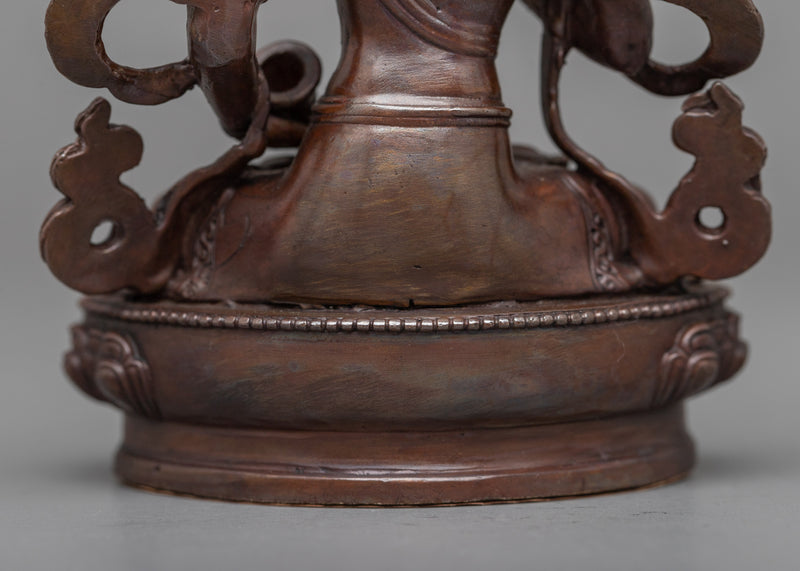 Machine-Made Vajrasattva Statue | A Compact Oxidized Copper Symbol of Purification