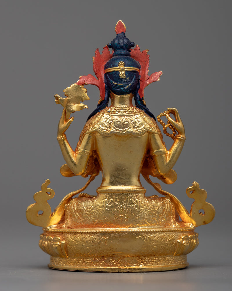 Electroplated Chenrezig Statue | A Glimmering 24K Gold Symbol of Compassion