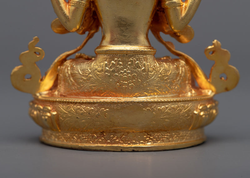 Electroplated Chenrezig Statue | A Glimmering 24K Gold Symbol of Compassion