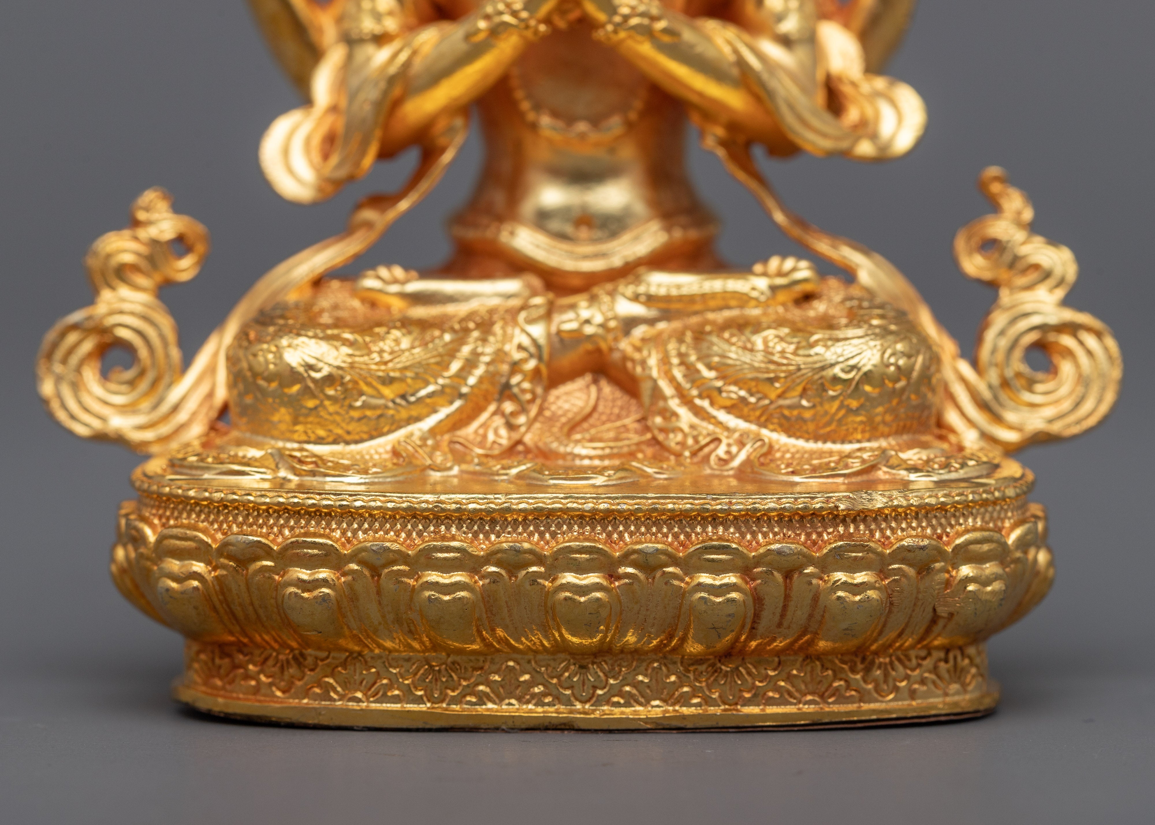 Electroplated Chenrezig Statue | A Glimmering 24K Gold Symbol of Compassion