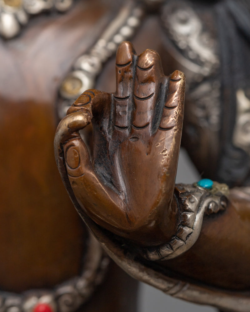 8.6 Inch Manjushri Statue | Beacon of Transcendent Wisdom in Silver