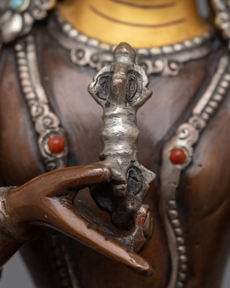 23cm Vajrasattva Statue | Silver Clad Icon of Purification