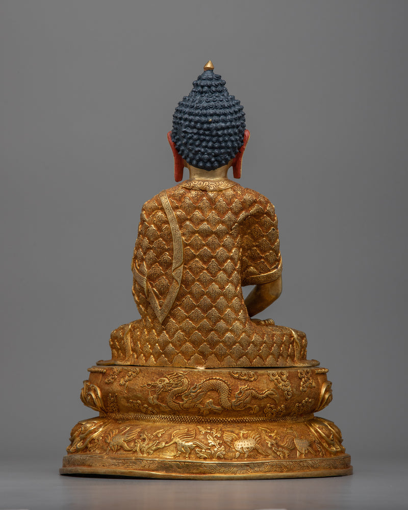 Beautiful Carved Amitabha Buddha Statue | 24K Gold Gilded Elegance
