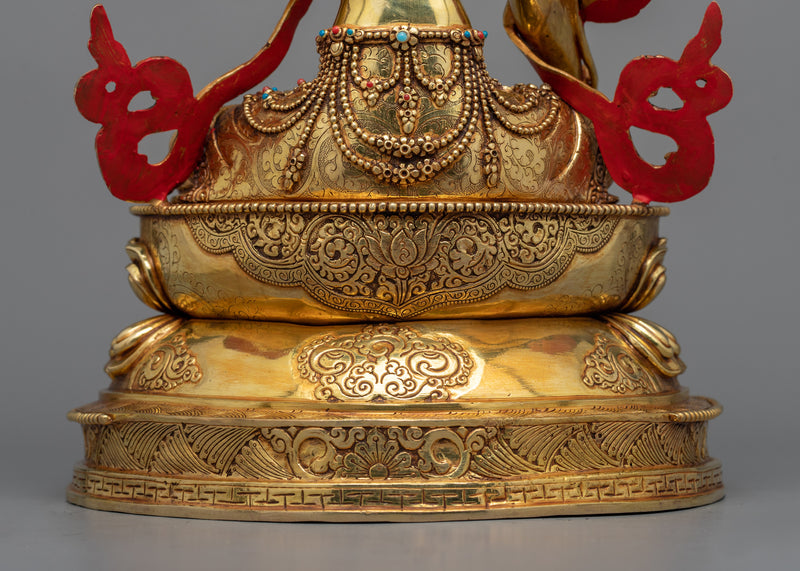 Ethereal White Tara Statue | 24K Gold Gilded Vision of Compassion