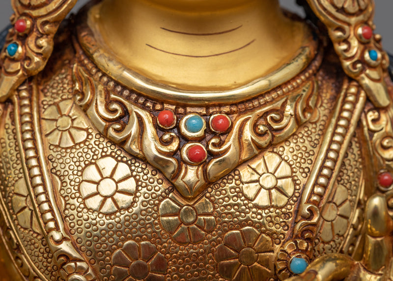 Beautiful Manjushri Statue | Resplendent 24K Gold Gilded Wisdom