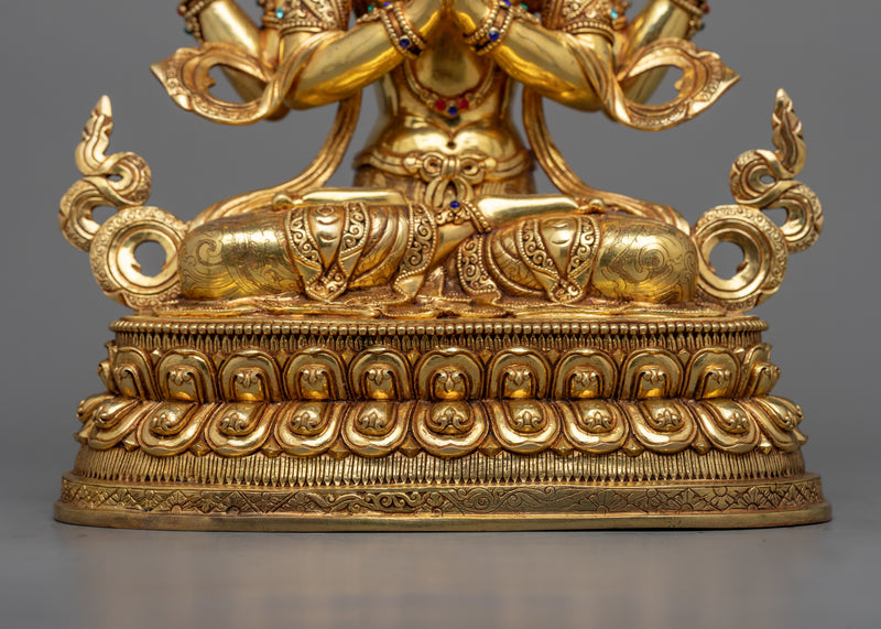 Beautiful Chenrezig Statue | Radiant 24K Gold Gilded Compassion