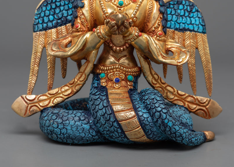 Naga Kanya Beautiful Statue | Gold Gilded Symbol of Serpentine Grace