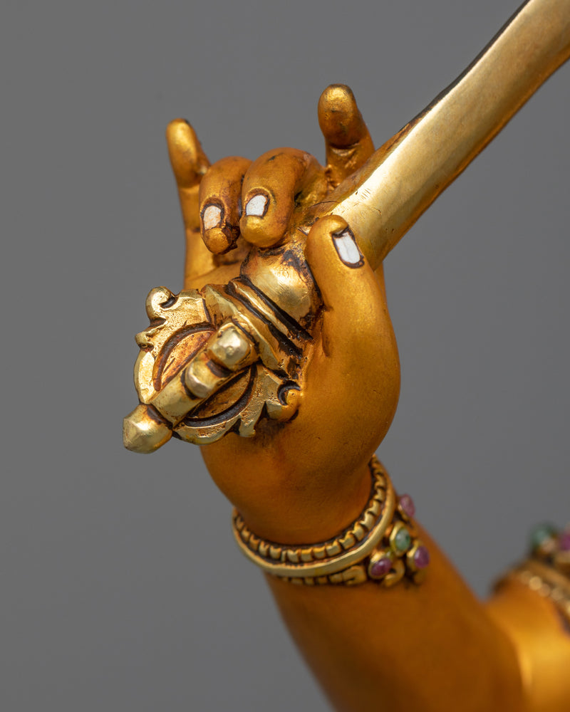 Manjushri Sacred Sculpture | 24K Gold Gilded Embodiment of Wisdom