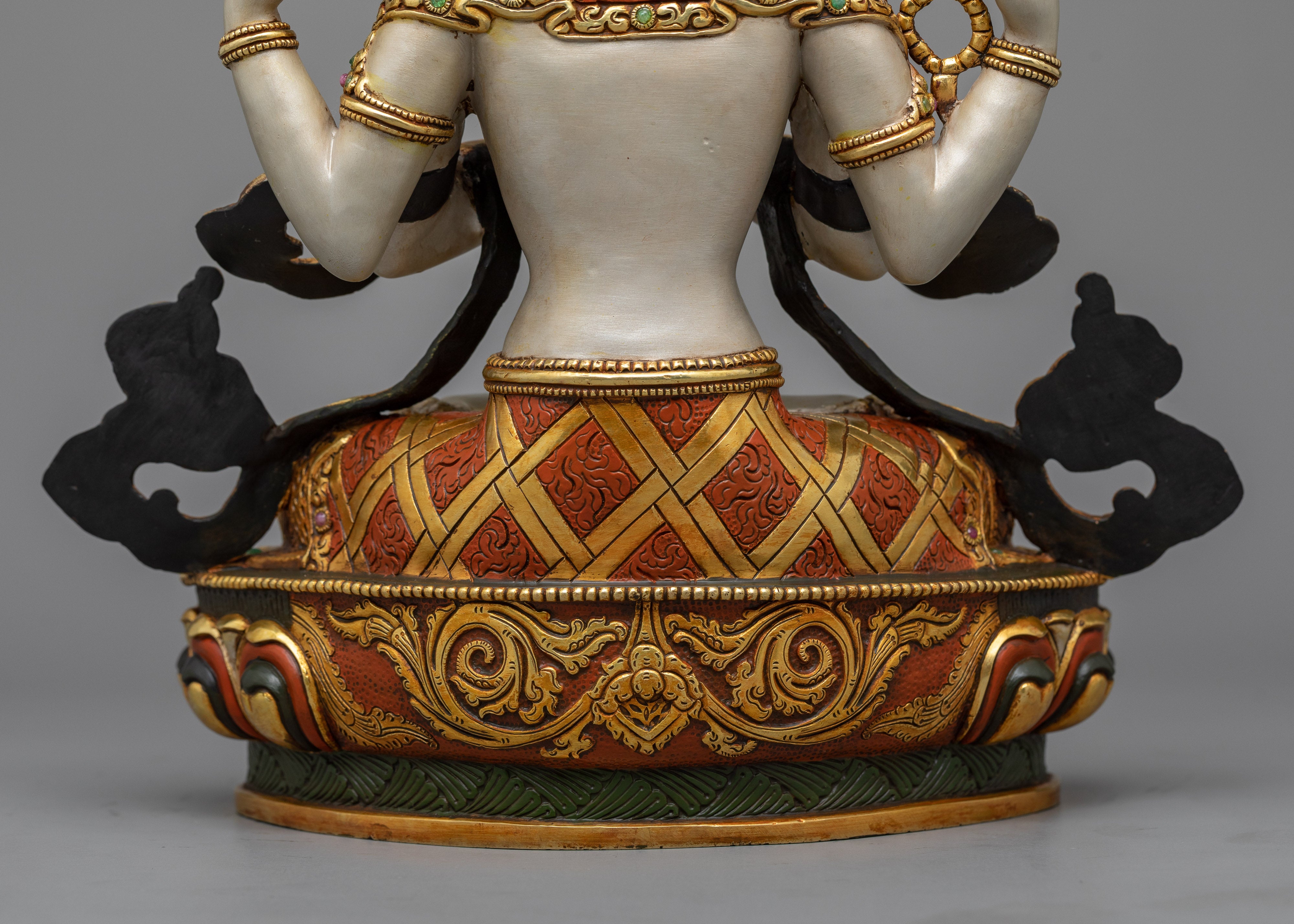 Four-Armed Chenrezig Bodhisattva Statue | 24K Gold Gilded Compassion