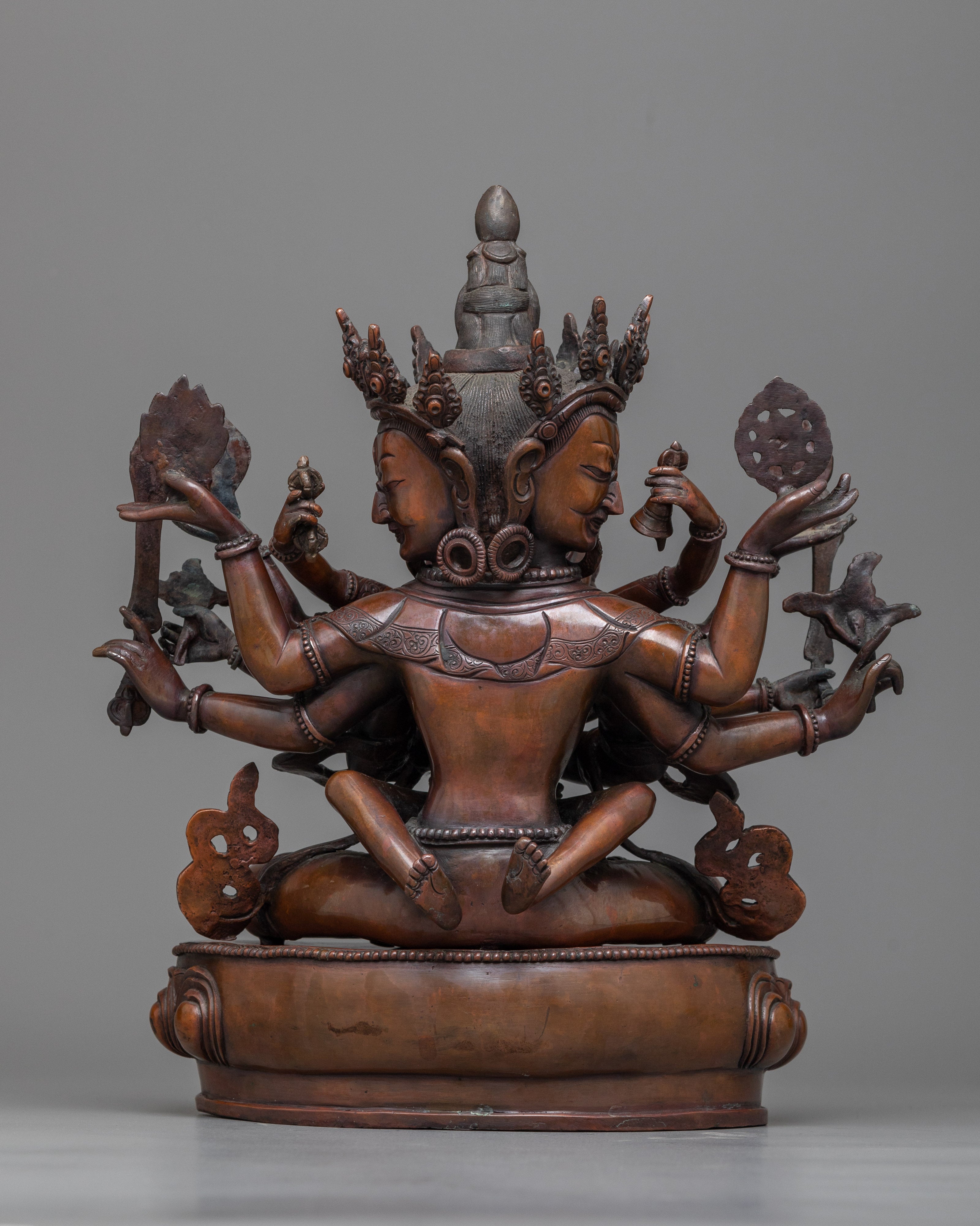 Guhyasamaja Akshobhyavajra Statue | Oxidized Copper Symbol of Tantric Mastery