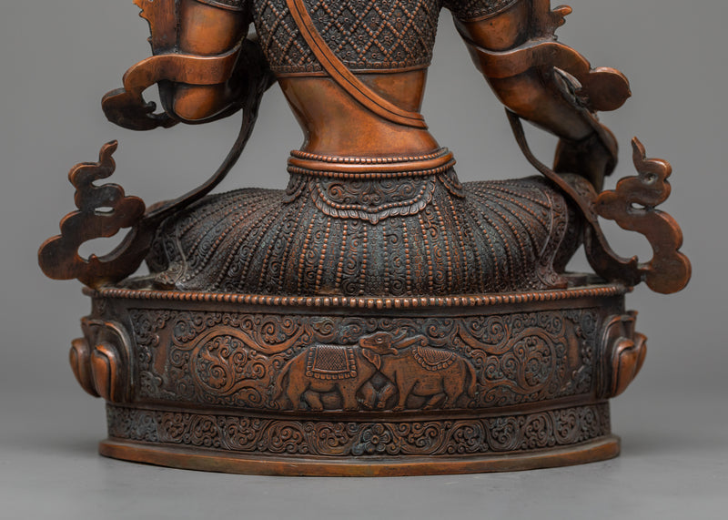Green Tara Buddha Sculpture | Oxidized Copper Embodiment of Active Compassion