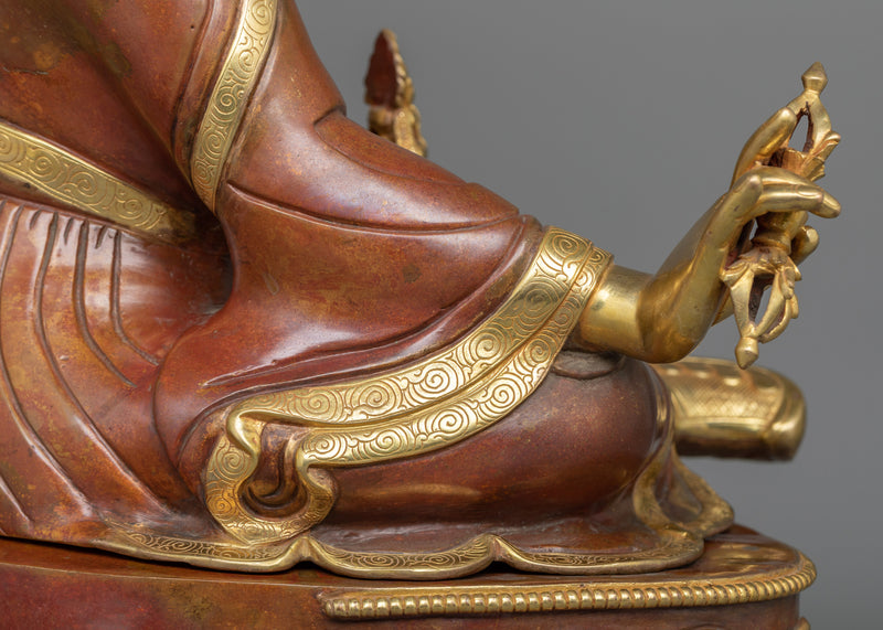22kg Guru Rinpoche Statue | Regal 24K Gold Gilded Master of Tibetan Buddhism