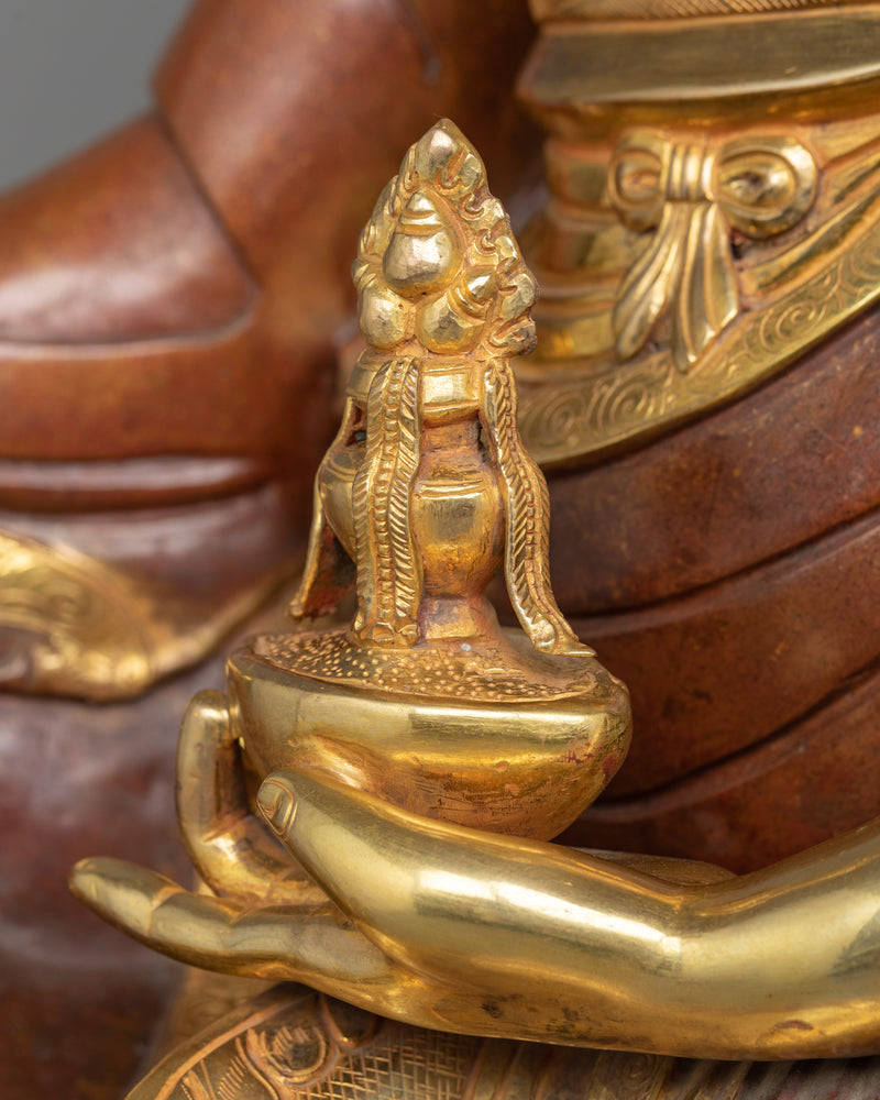 22kg Guru Rinpoche Statue | Regal 24K Gold Gilded Master of Tibetan Buddhism