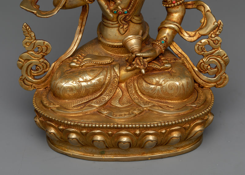 Vajrasattva Copper Sculpture | 24K Gold Gilded Icon of Purification and Wisdom