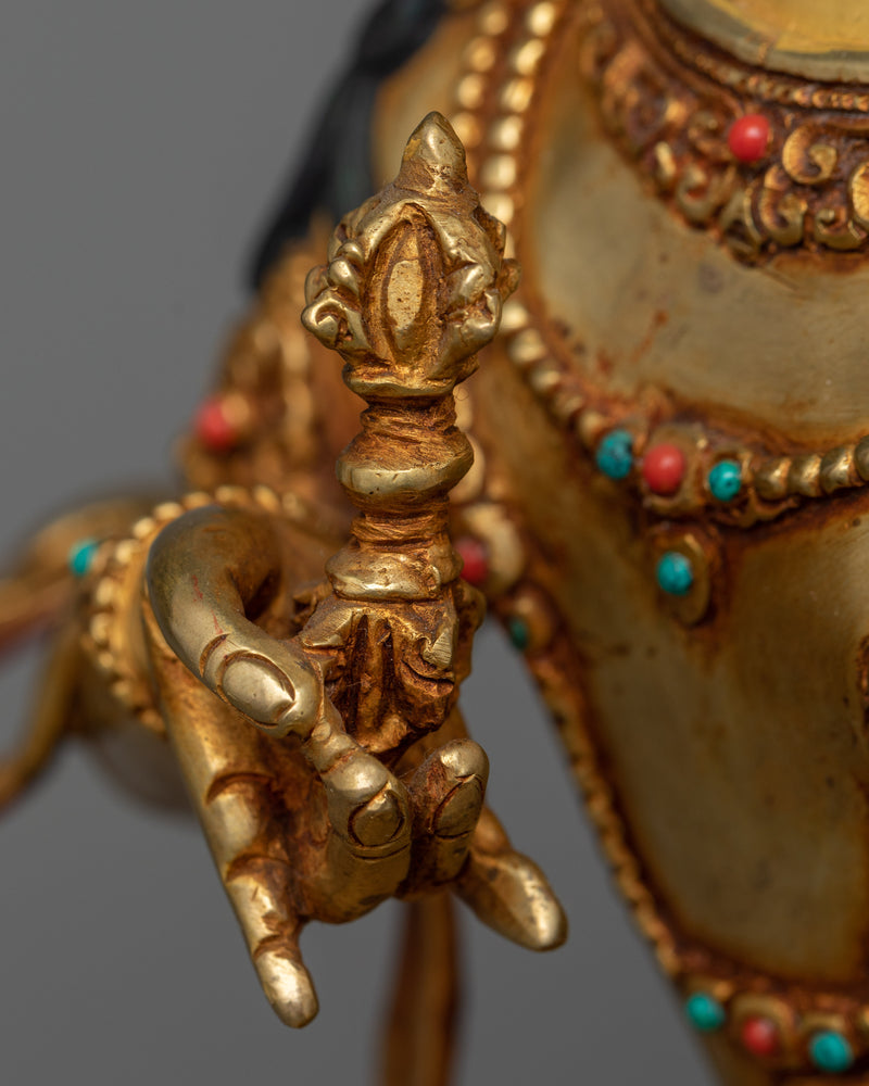 Vajrasattva Copper Sculpture | 24K Gold Gilded Icon of Purification and Wisdom