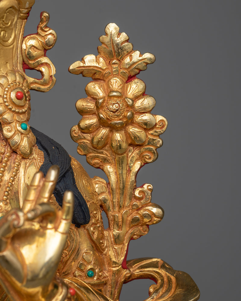 Arya Green Tara Statue | 24K Gold Gilded Emblem of Active Compassion