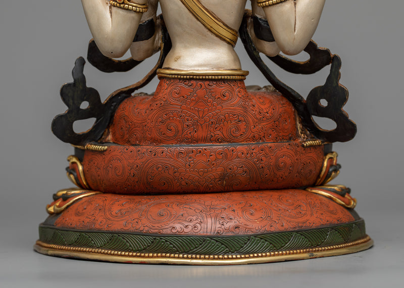 Four-Armed Avalokiteshvara Statue | 24K Gold Gilded Embodiment of Compassion
