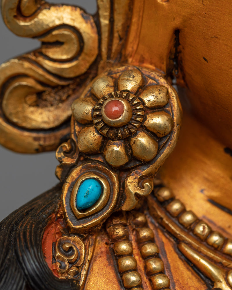 Manjushri Deva Statue | 24K Gold Gilded Embodiment of Transcendent Wisdom