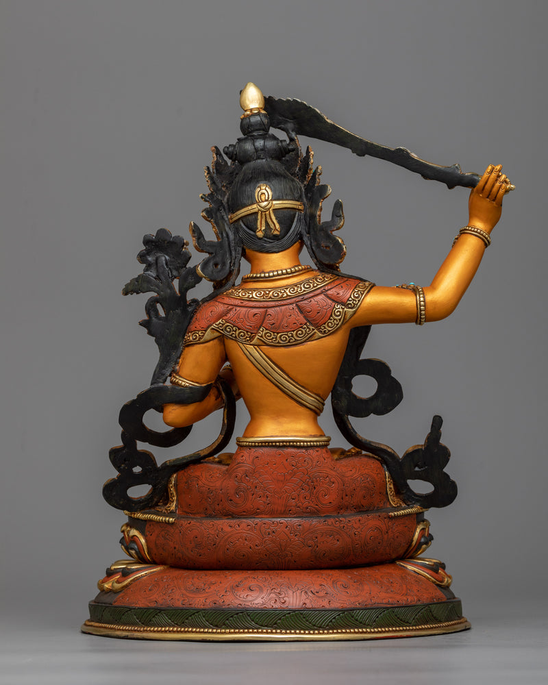 Manjushri Deva Statue | 24K Gold Gilded Embodiment of Transcendent Wisdom