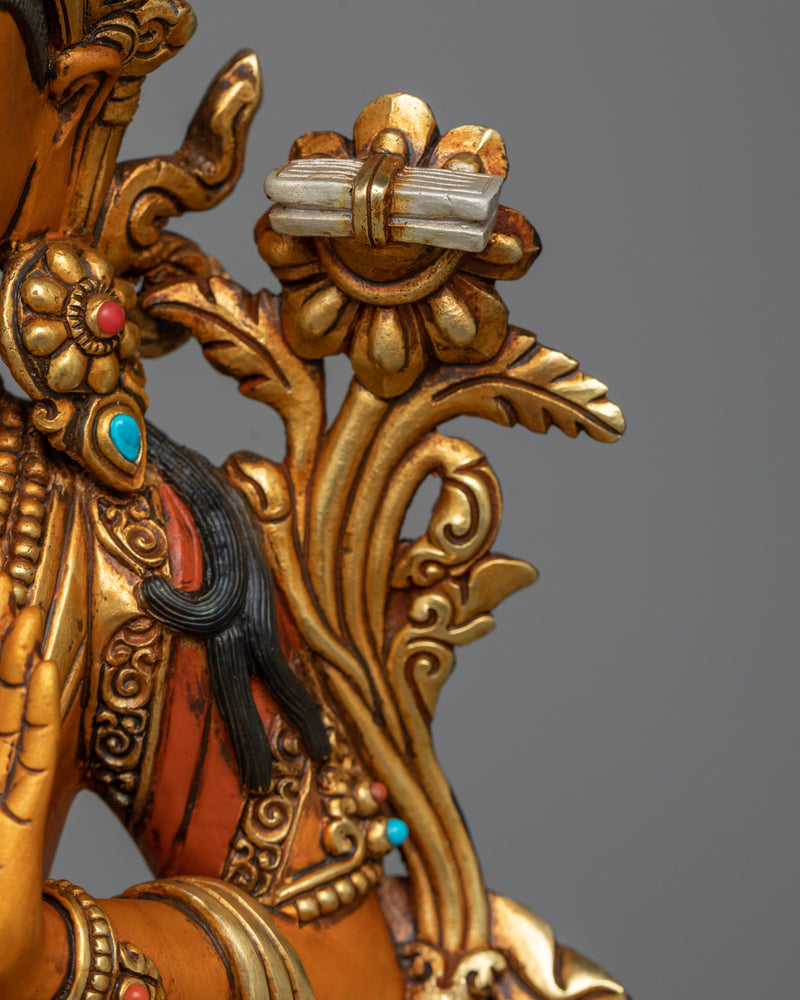 Manjushri Deva Statue | 24K Gold Gilded Embodiment of Transcendent Wisdom