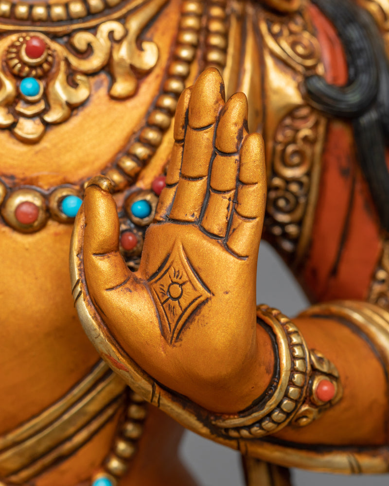 Manjushri Deva Statue | 24K Gold Gilded Embodiment of Transcendent Wisdom