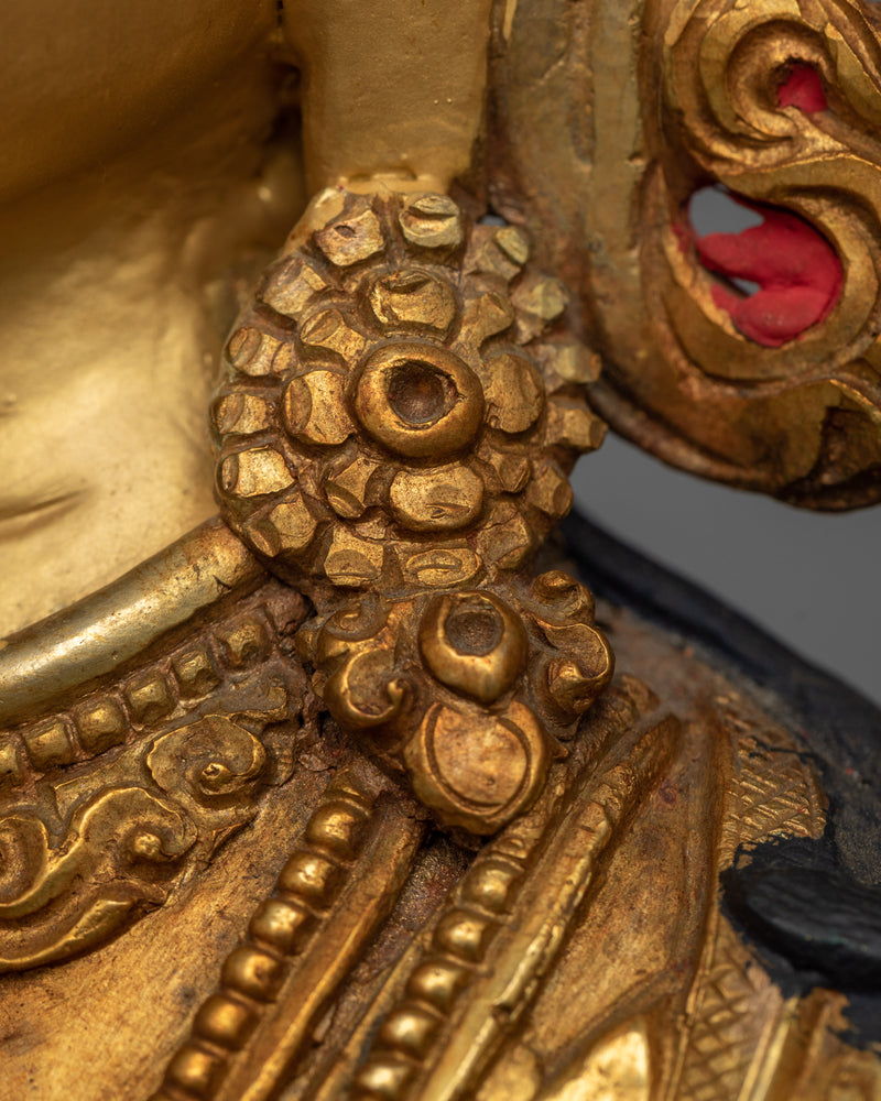 4-Armed Avalokiteshvara Sculpture | 24K Gold Gilded Compassionate Savior