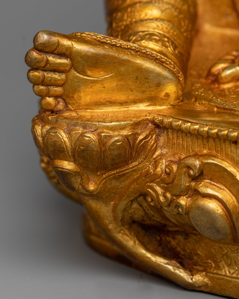 Arya Green Tara Bodhisattva Statue | 24K Gold Gilded Emblem of Active Compassion