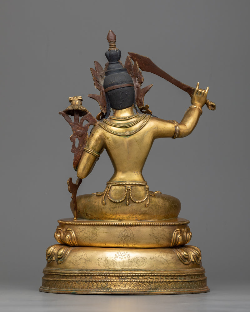 Bodhisattva Manjushri Statue | 24K Gold Gilded Figure of Wisdom